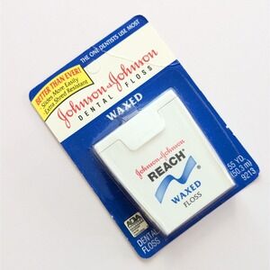 Vintage Johnson & Johnson Reach Waxed Dental Floss 55yd Unflavored 1998 Sealed